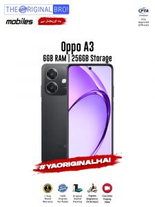 Oppo A3 - 6GB RAM - 256GB Storage - PTA Approved - 1 Year Warranty - Black - The Original Bro Mobiles - TOB40